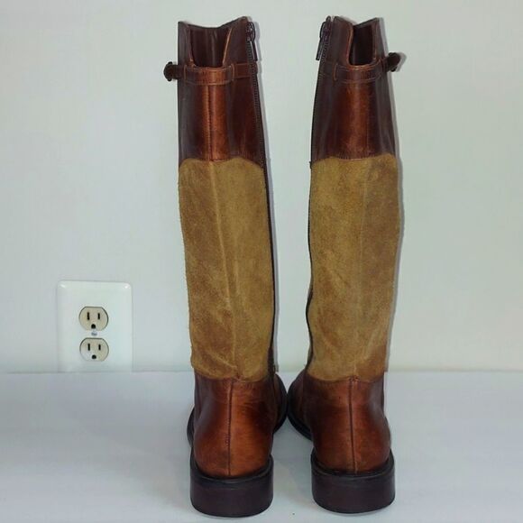 Matisse Leather Suede Tan Buckle Riding Boots Sz 7 - Picture 4 of 11
